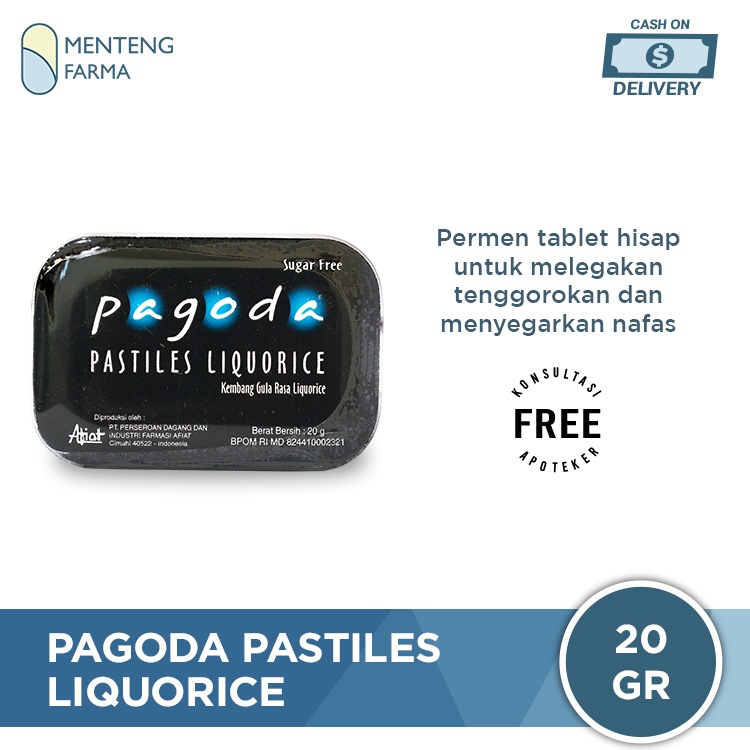 Pagoda Pastiles Rasa Liquorice 20 Gram - Permen Pelega Tenggorokan