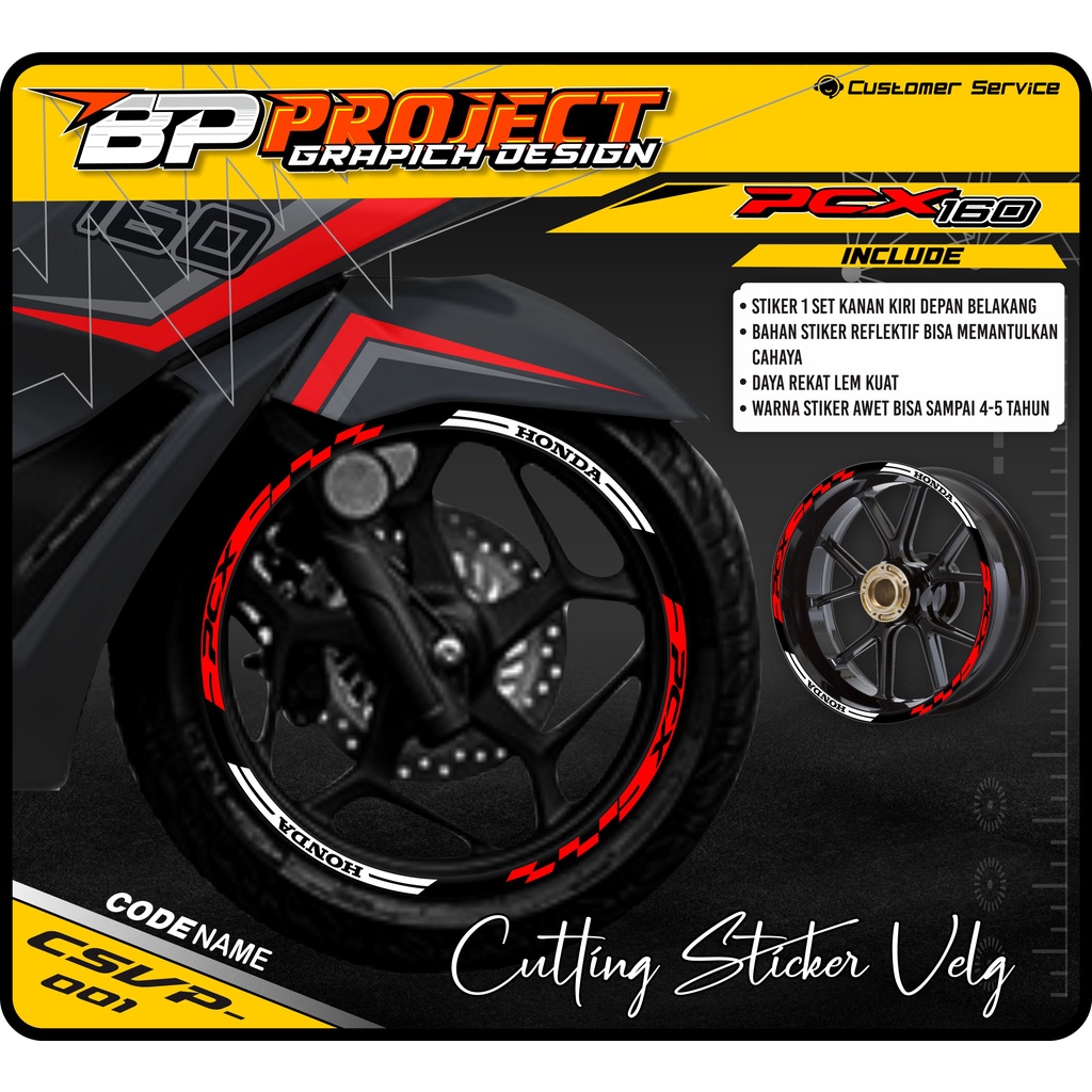 CUTTING STICKER VELG PCX 160 - CUTTING STICKER VELG HONDA PCX 160 NEW FULL SET - CUTTING VELG PCX 16