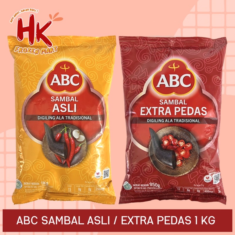 ABC Sambal Asli 1kg & Extra Pedas 950gr (saos cabe 1000gr delmonte chili) HK FROZEN MART