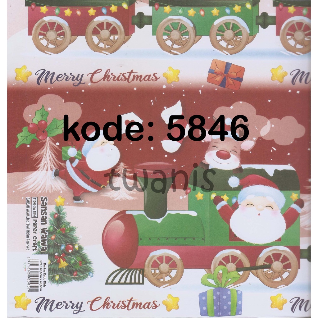 

Kertas Kado Natal Sinterklas Bungkus Hampers Natal SANWA kode 5846 isi 25 lembar bisa campur motif lain