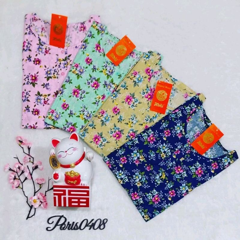 Baju Tidur Piyama HOKI Celana 3/4 katun wanita (bougenville)