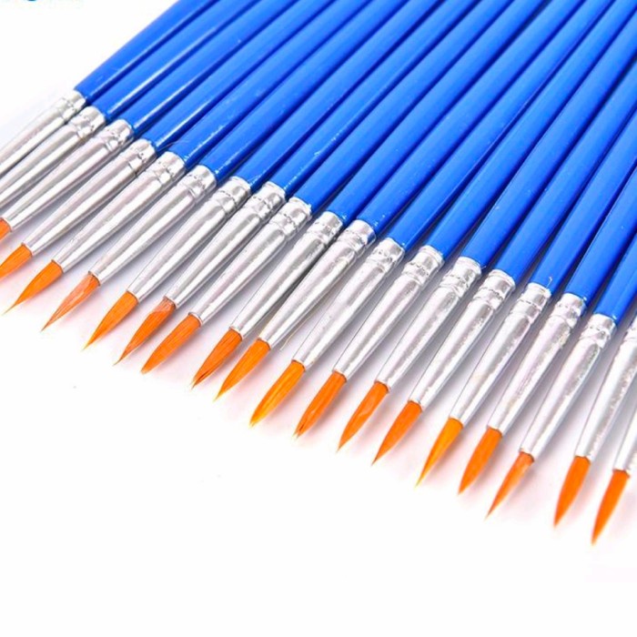

Trendi 10Pcs Kuas Lukis Cat Air / Akrilik Bahan Nilon Sale!!!