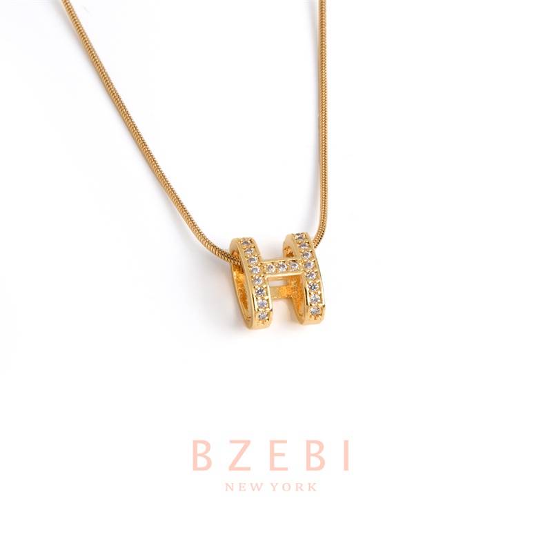 Kalung Emas 18k Liontin Berlian Bahan Titanium Steel 1074n Anti Karat Untuk Hadiah Ulang Tahun Wanita