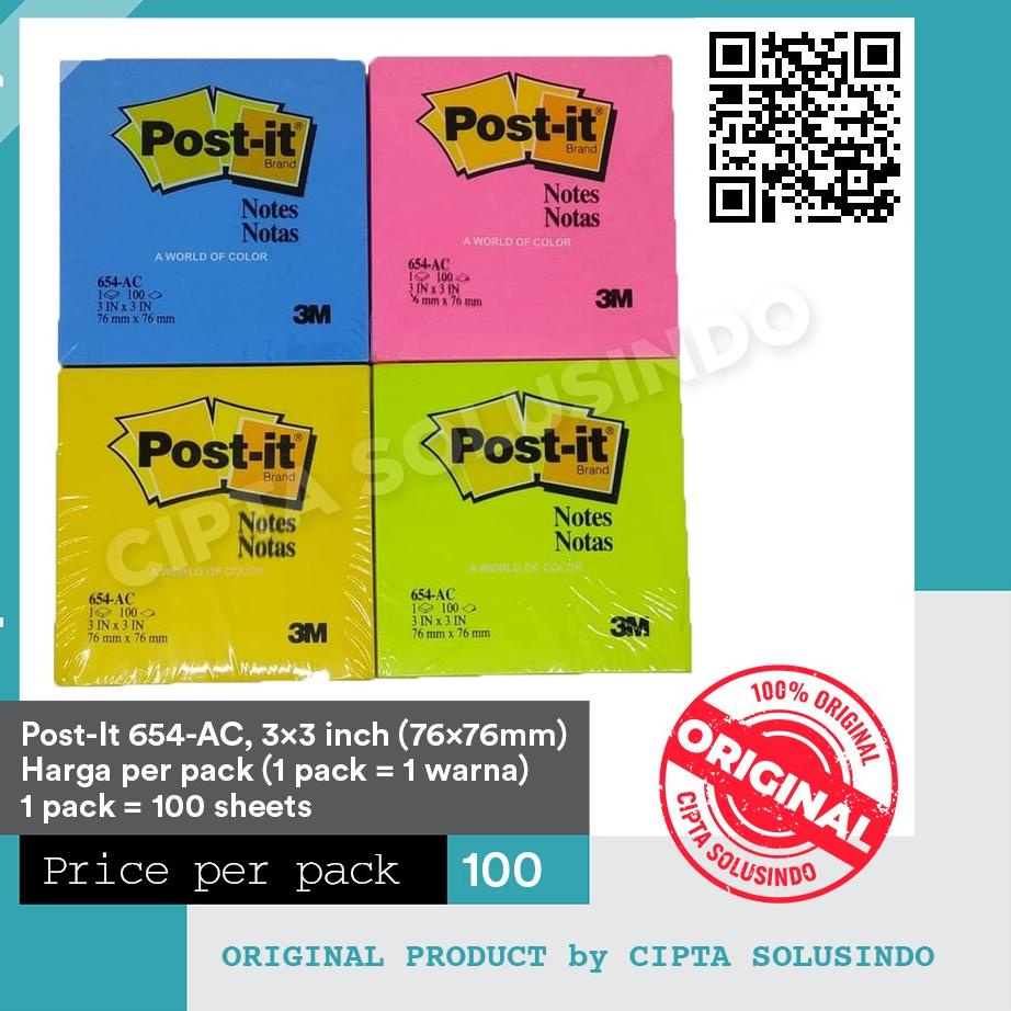 

[KODE 7ZMQO] Stiky notes - post it - ukuran 7.6 cm x 7.6 cm (3 inch x 3 inch) per warna [654-ac]