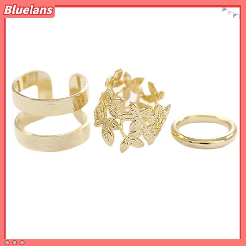 3pcs / Set Cincin Buku Jari Aneka Bentuk Warna Silver / Gold Untuk Wanita