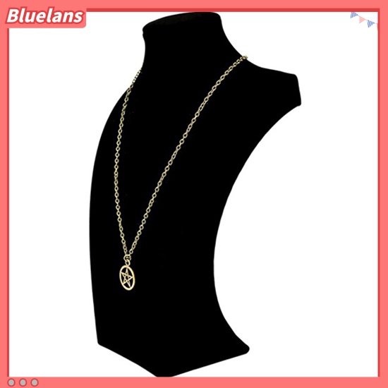 Bluelans Women Men Round Hollow Star Pentagram Pendant Necklace Xmas Gift Cool Jewelry
