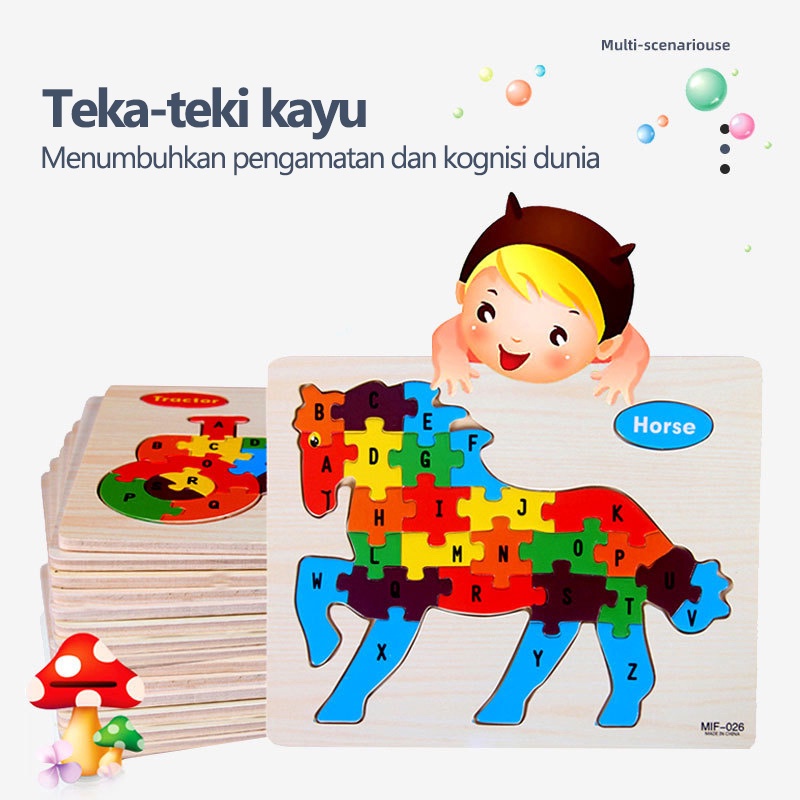 Puzzle kayu huruf mainan edukasi anak Jigsaw puzzle/ 272