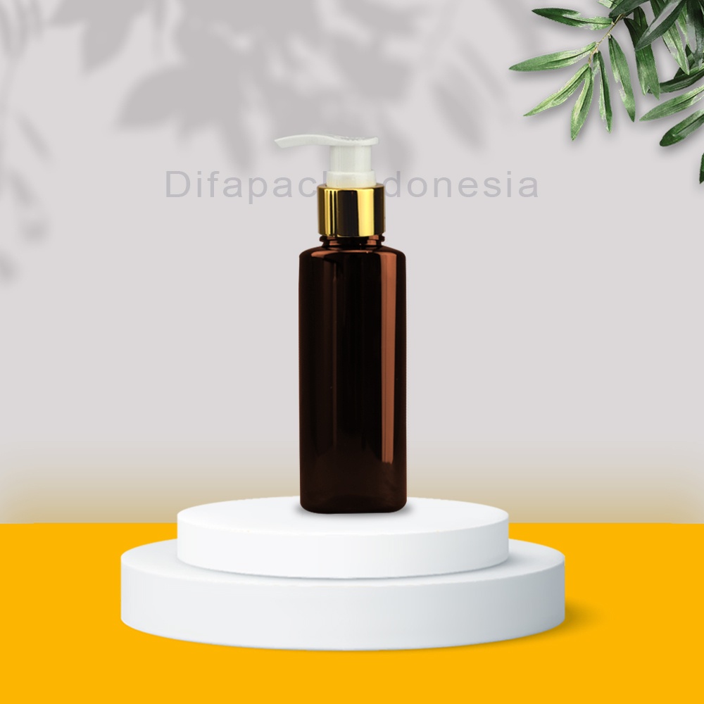 Botol RF 100ml pump lotion gold body coklat teball