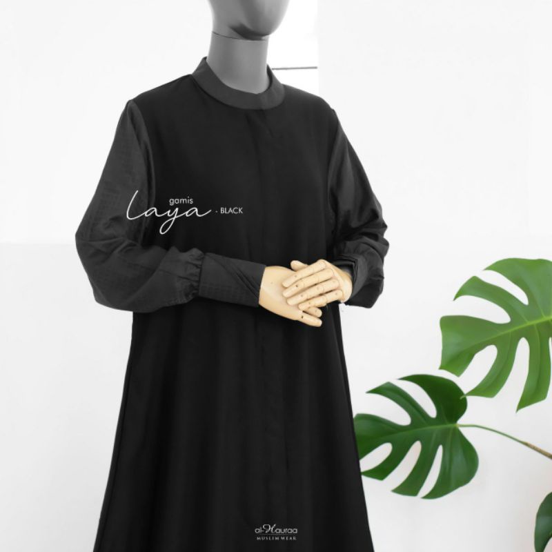 Gamis Terbaru Hitam Polos Syar'i Premium Dewasa Laya By Alhauraa