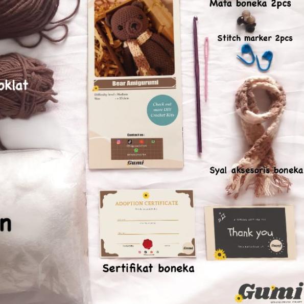 DIY Crochet Bear Amigurumi Kit / Do It Yourself Beruang Rajut Set