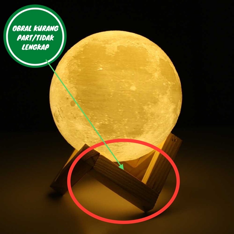 [OBRAL RIJEK] Lampu Tidur 3D Printed Moon Night Light Table Lamp - 3DPML