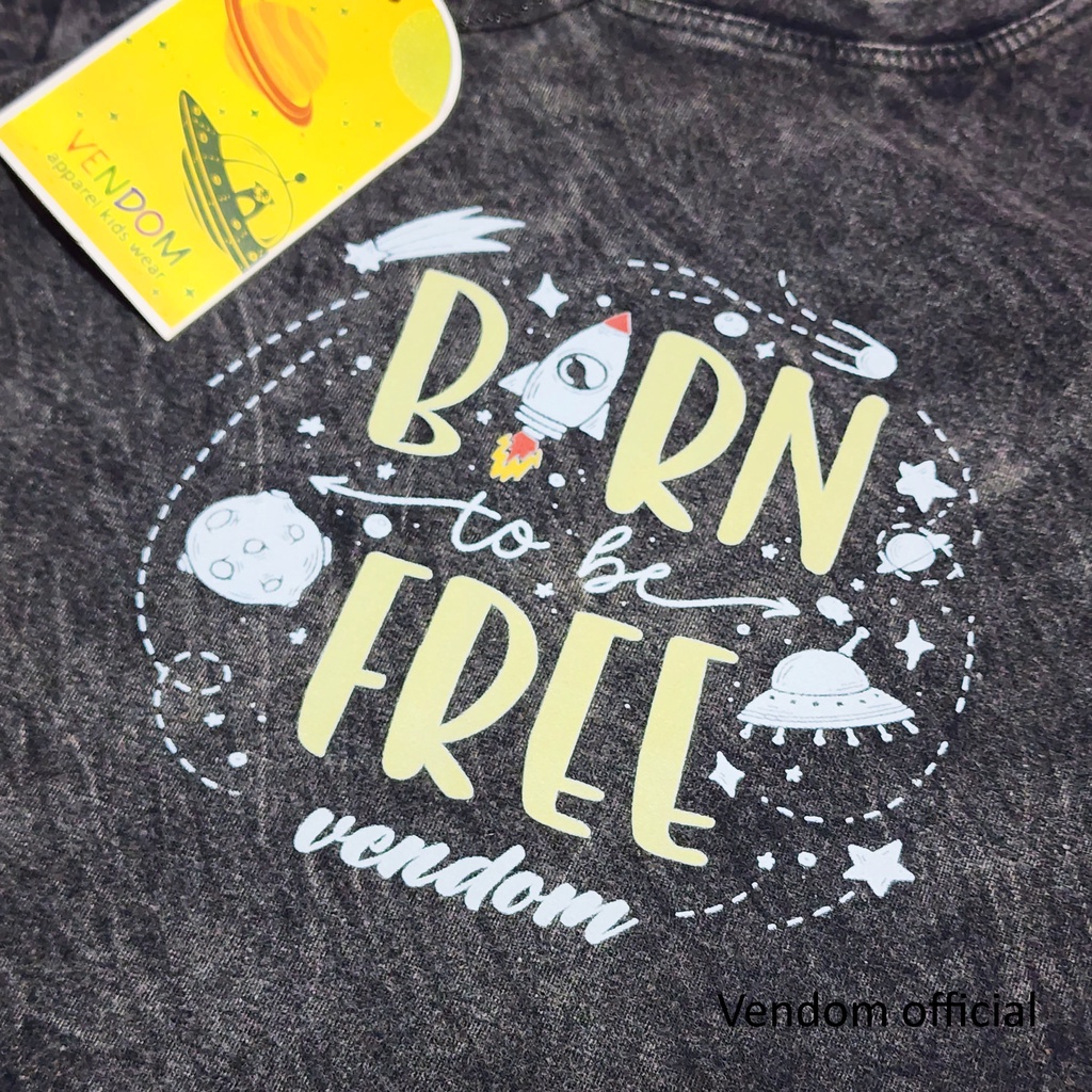 Vendom Kids Baju Kaos Anak Washet Laki Laki / Perempuan Unisex Umur 1-12 Tahun Bahan Cotton 30S