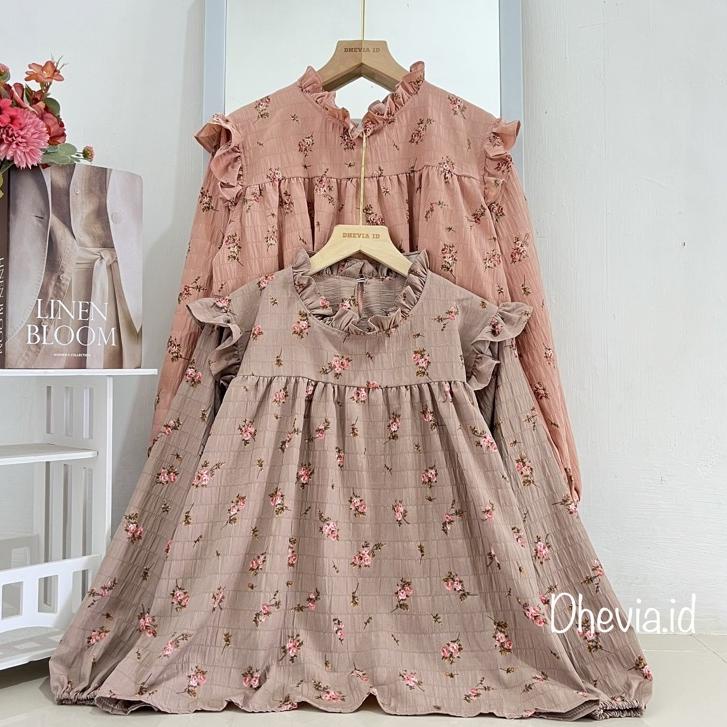 Terbaik MEUDY BLOUSE RUFFLE FLOWERS KOREAN LOOK By.DHEVIA ID