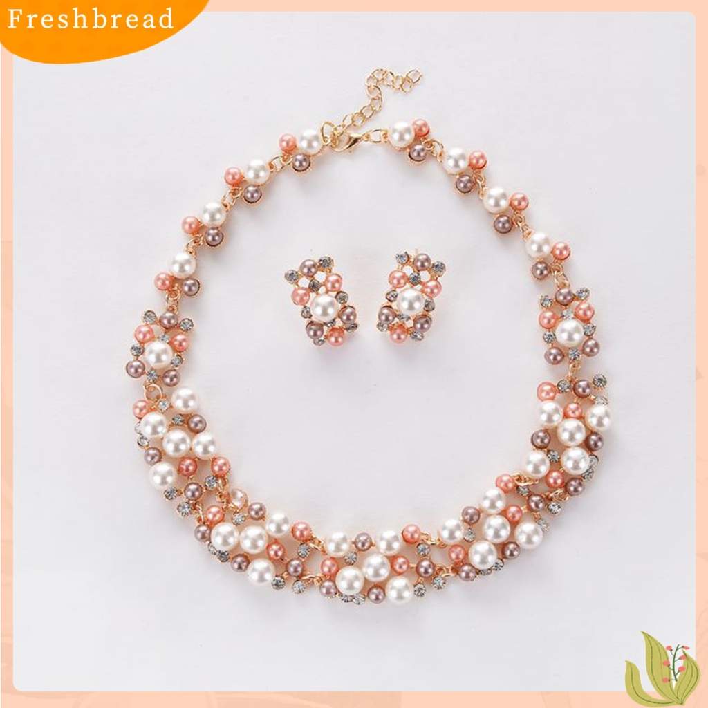 2pcs / Set Kalung Anting Mutiara Imitasi Multi Warna Permukaan Halus Untuk Aksesoris Pernikahan Wanita