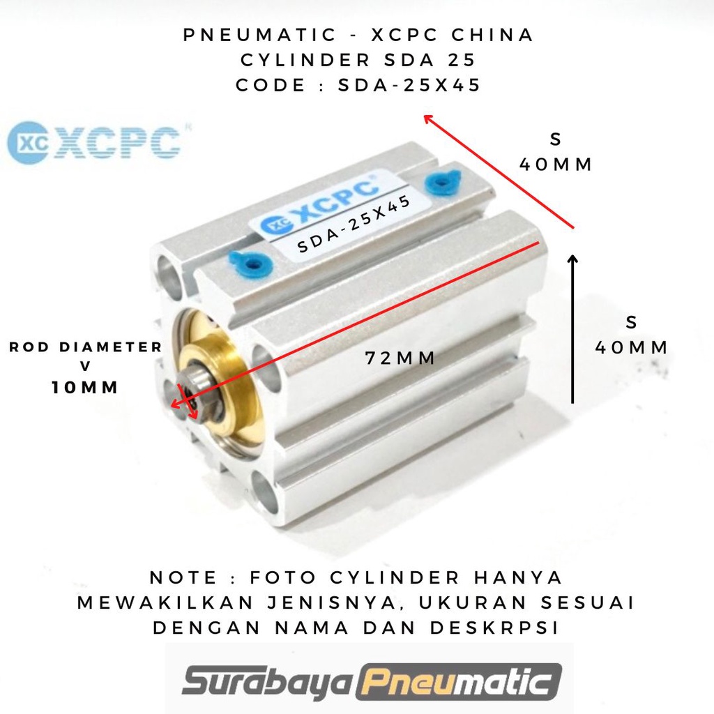 XCPC - SD 25X45 / SDA 25 X 45 / SDA-25X45 - Pneumatic Compact Cylinder