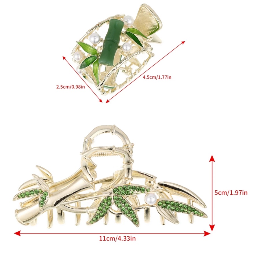 Jepit Rambut Desain Bambu Aksen Mutiara Dan Berlian Imitasi Gaya China Untuk Wanita