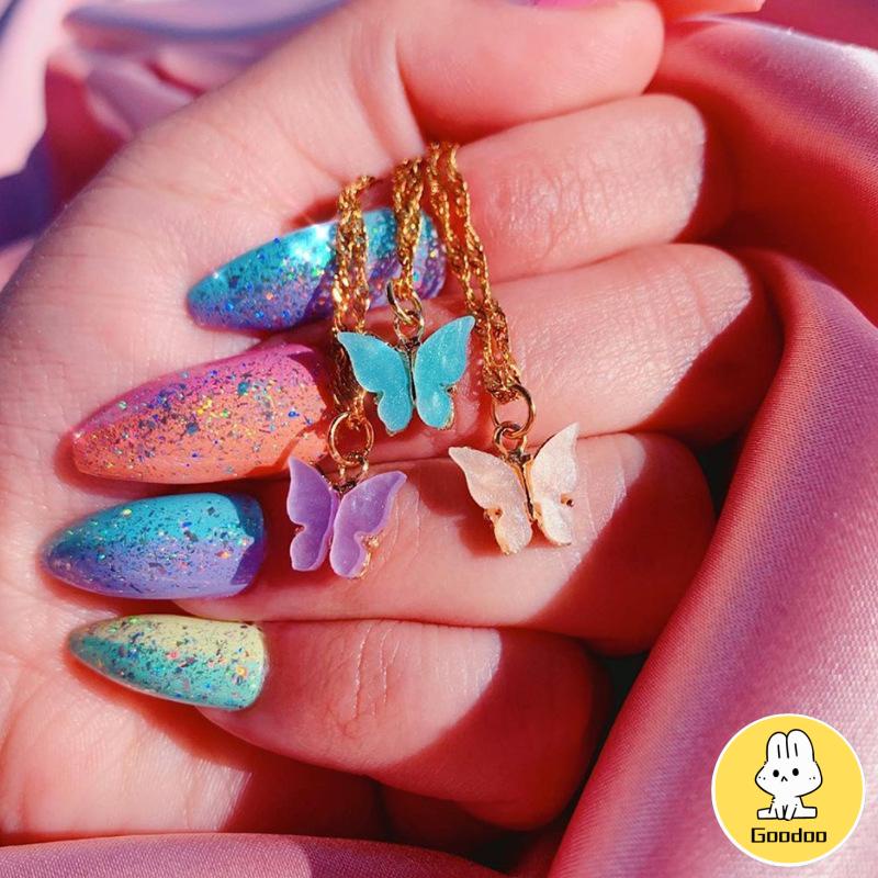 Korean Fashion Kalung Kupu-kupu Kalung Rantai Wanita Aesthetic Butterfly Necklace Anting -Doo