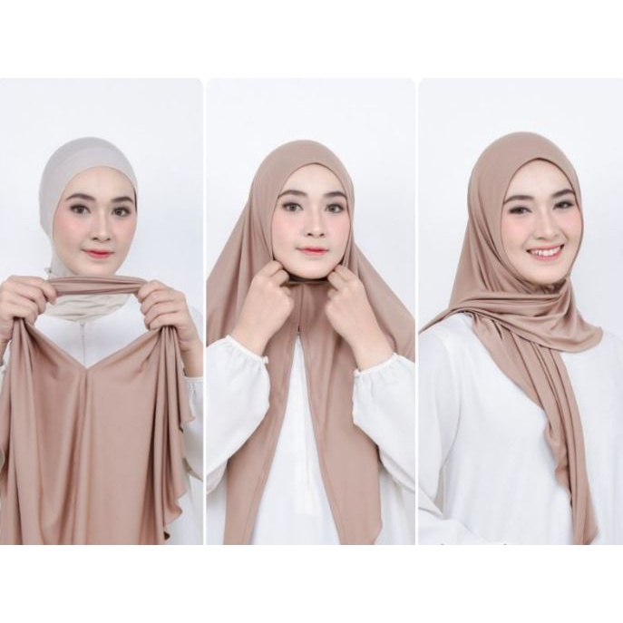(KJI) HIJAB JIHAN NON PED BELAH INSTAN SEGITIGA JERSEY