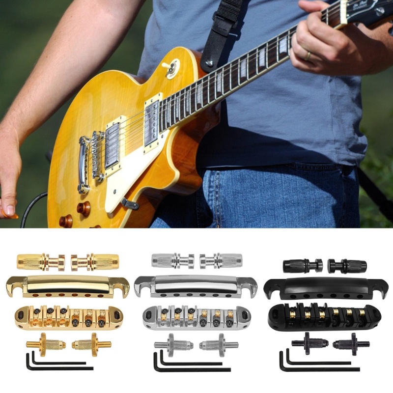 Saddle Roller Tune O Matic Bridge Tailpiece Dengan Stud Untuk Gitar