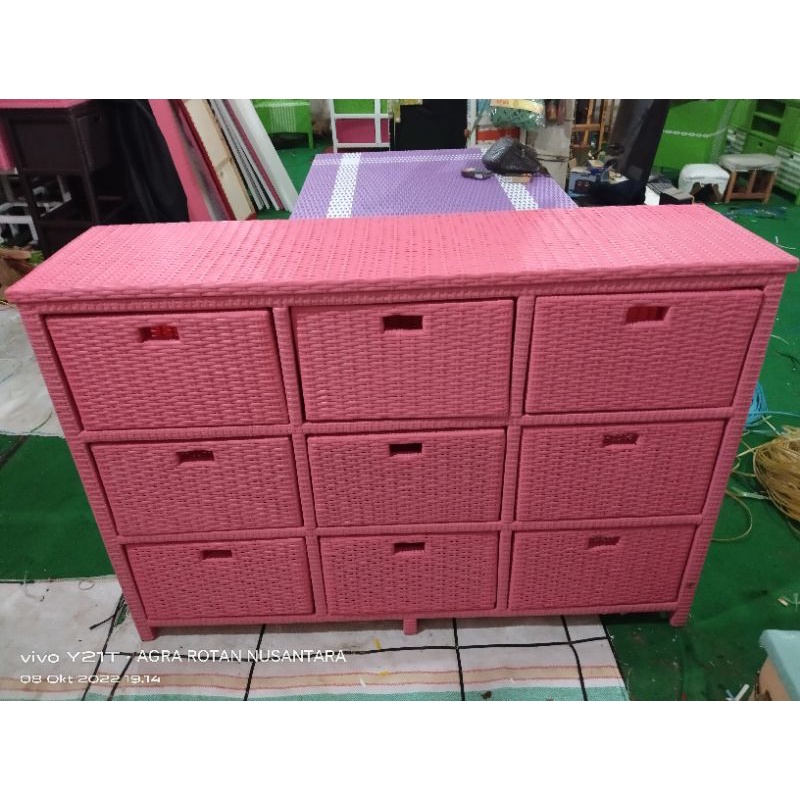 Lemari Laci Rotan Sintetis 9 Laci