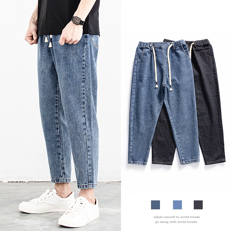 Baggy pants cowok Celana jeans pria korean style celana jins pria loose jeans jeans pinggang elastis blue jeans pria jeans grey celana pria keren celana jeans terbaru celana pria keren jumbo