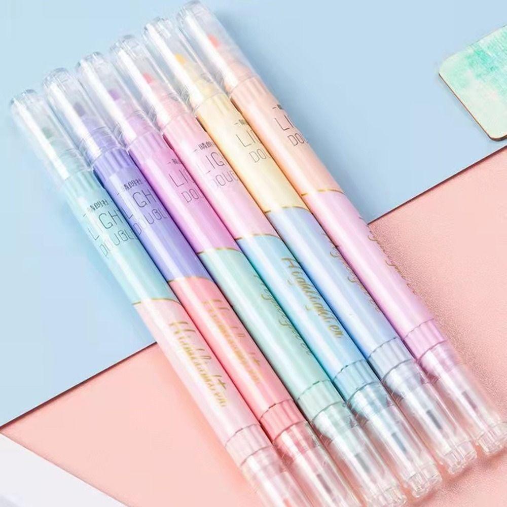 Preva 6PCS/Set Stabilo Pen Set Good-looking Perlengkapan Kantor Sekolah Menggambar Double Color Graffiti Alat Tulis Color Pen