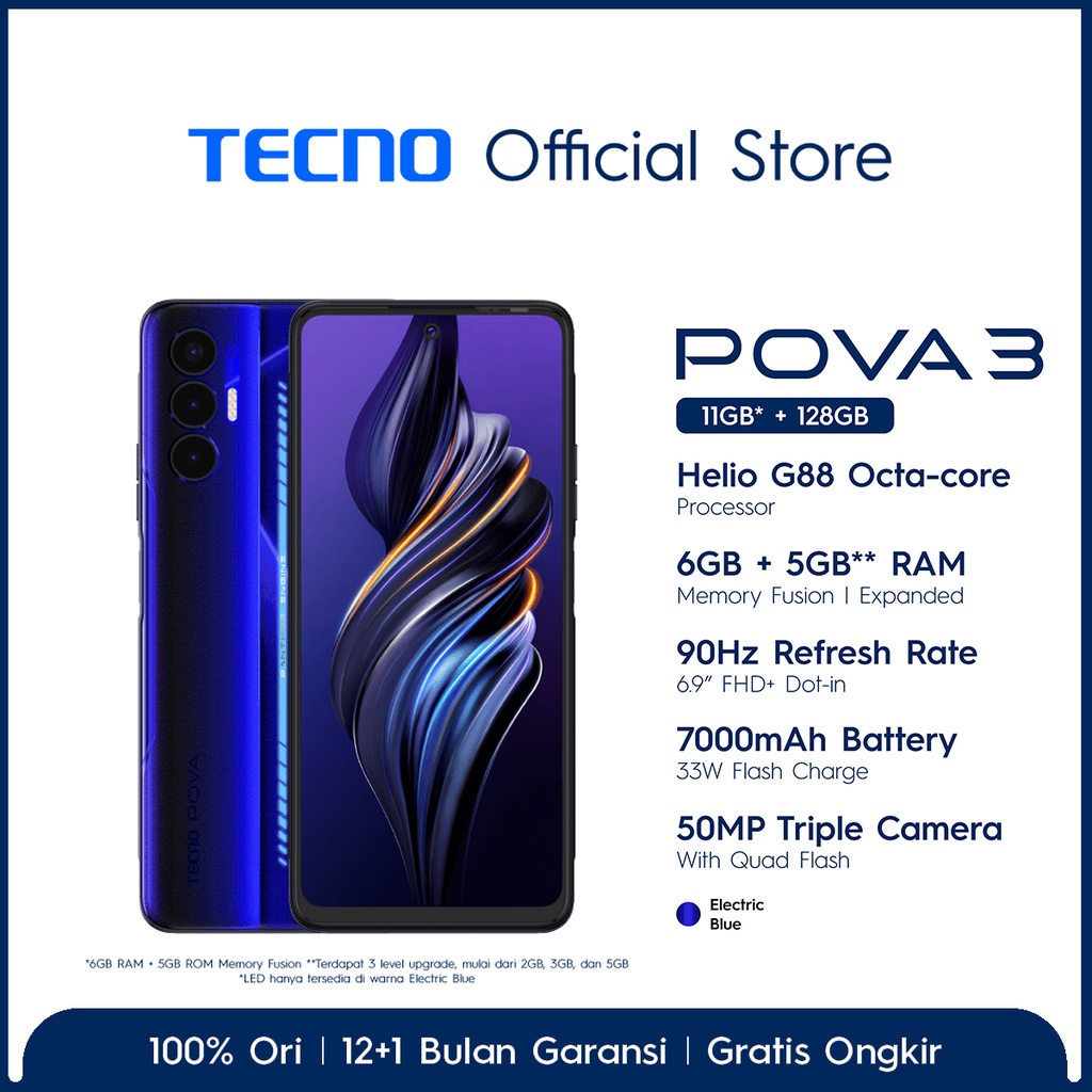 TECNO POVA3 LED GAMING EDITION 6+5GB 7000 mah