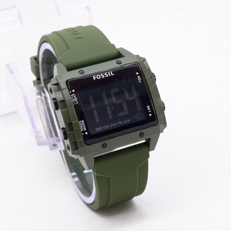 Jam Tangan FossLL LED Digital Rubber Segi