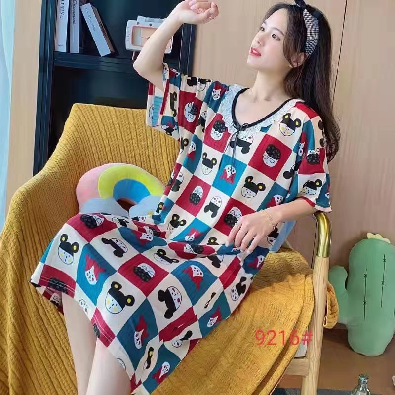 Baju Tidur Wanita Piyama Import Dress Korea Jumbo Oversize Motif Bunga