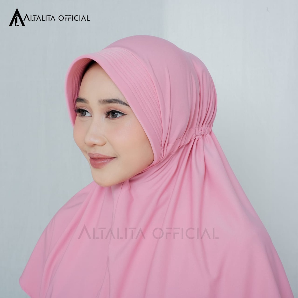 Altalita - Kerudung Bergo Instan Serut Jokowi Menutup Dada pet Antem Polos Bahan Jersey Premium Cocok untuk Sekolah Olahraga Volly Futsal Senam dan Sehari-hari