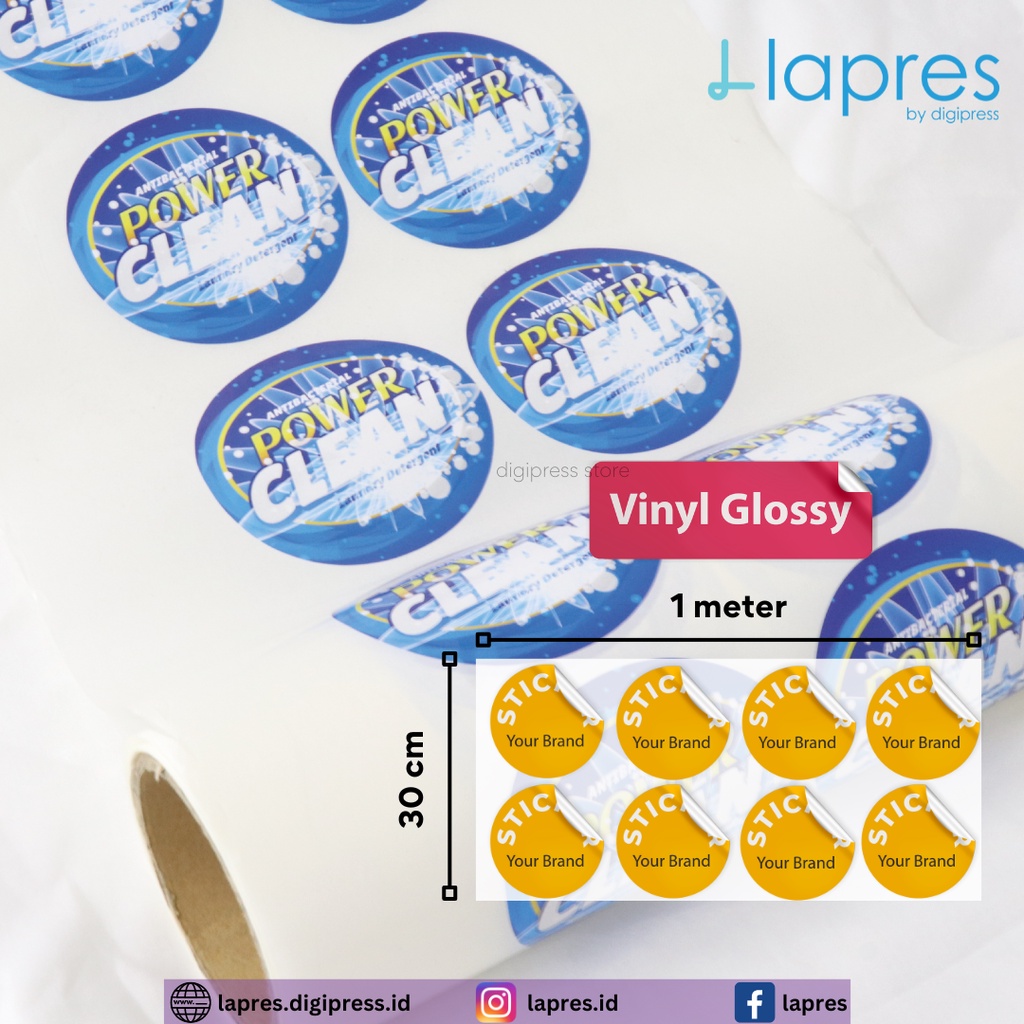 

Cetak Label Sticker Vinyl Glossy Kiss Cut Roll / Lembaran