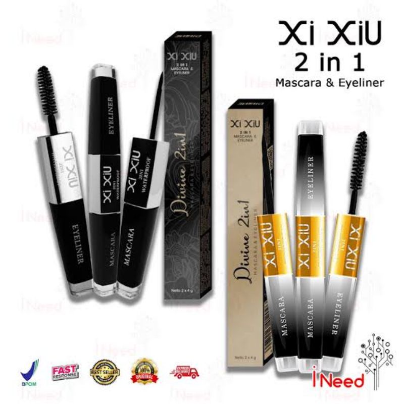 MASKARA & EYELINER 2IN1 XI XIU WATERPROOF BPOM