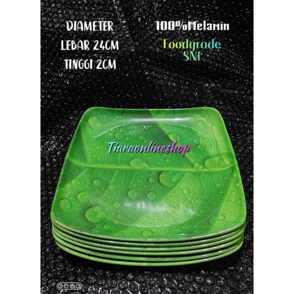 Piring kotak melamin motif daun /piring persegi melamin foodgrade /piring lauk/piring makan