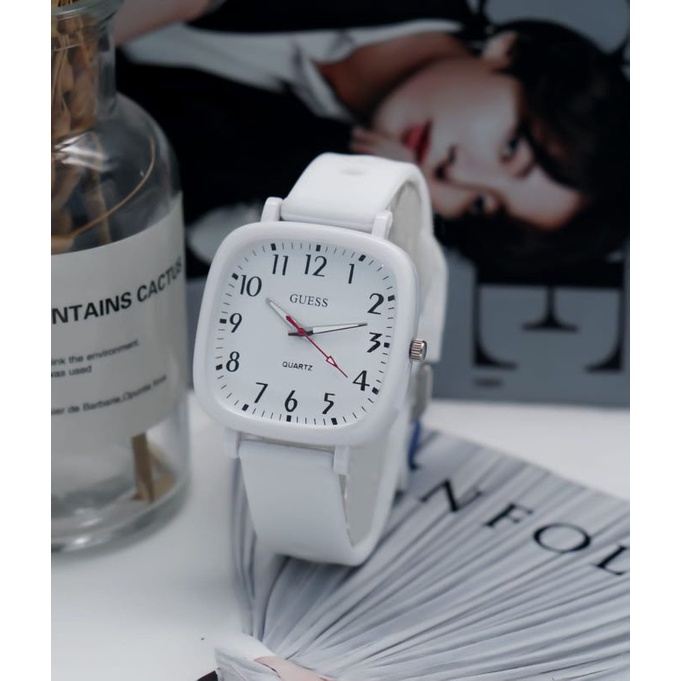 PA JAM TANGAN WANITA / PRIA ANALOG QUARTZ  RUBBER WATCH IMPORT GROSIR KOTAK PERSEGI HIGH QUALITY RM059