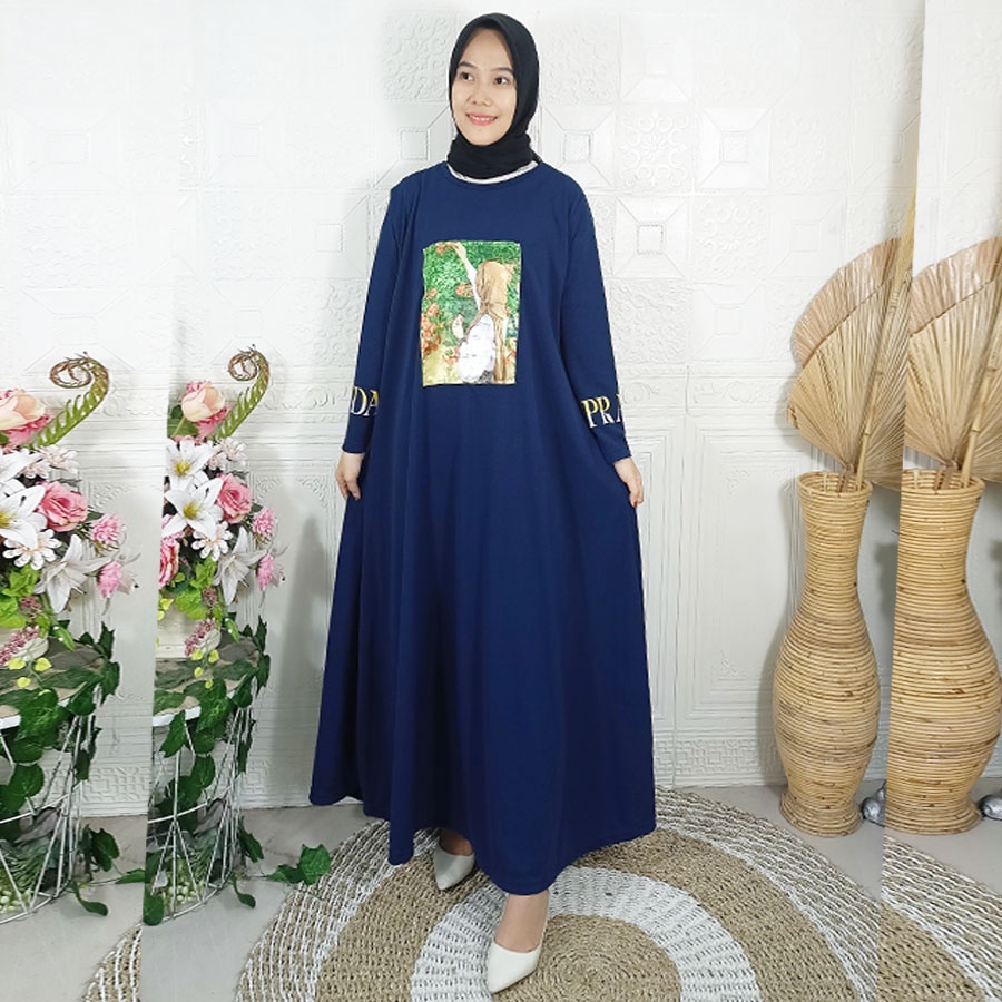 LONG PRDA DRESS WANITA BERHIJAB CANTIK MODERN OVERSIZE GAMIS JUMBO PEREMPUAN CARLINA FASHION