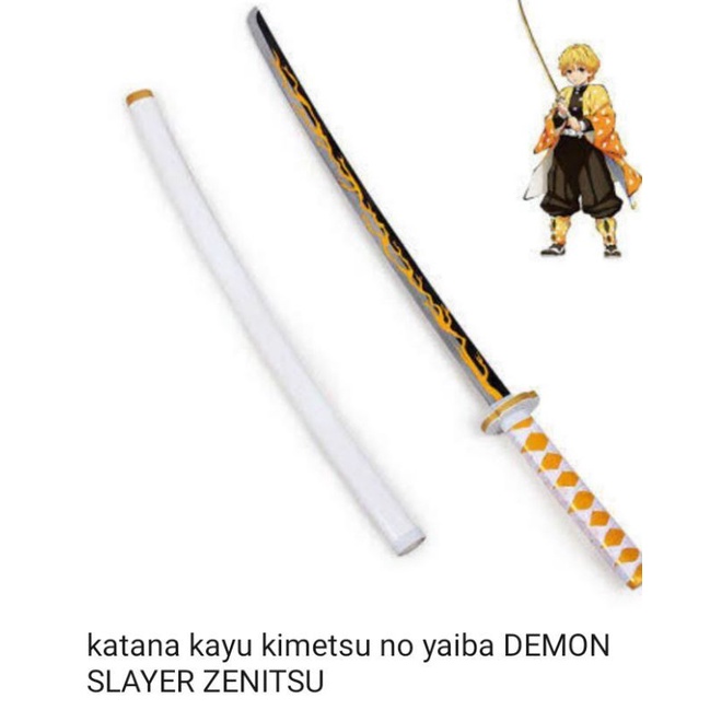 katana kayu kimetsu zenitsu