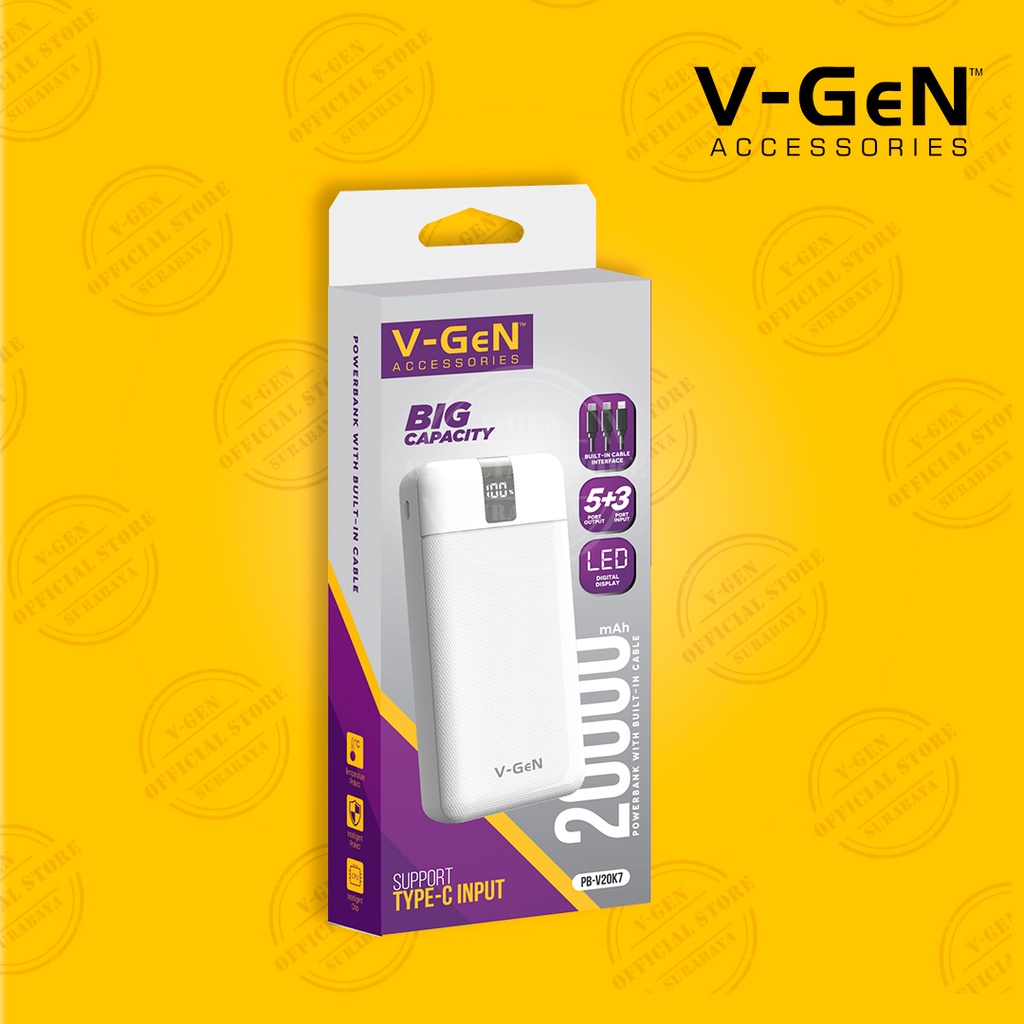 Powerbank V-GeN Rescue V20K7 20000mAh Type C MicroUSB Lightning 2 USB V-GeN