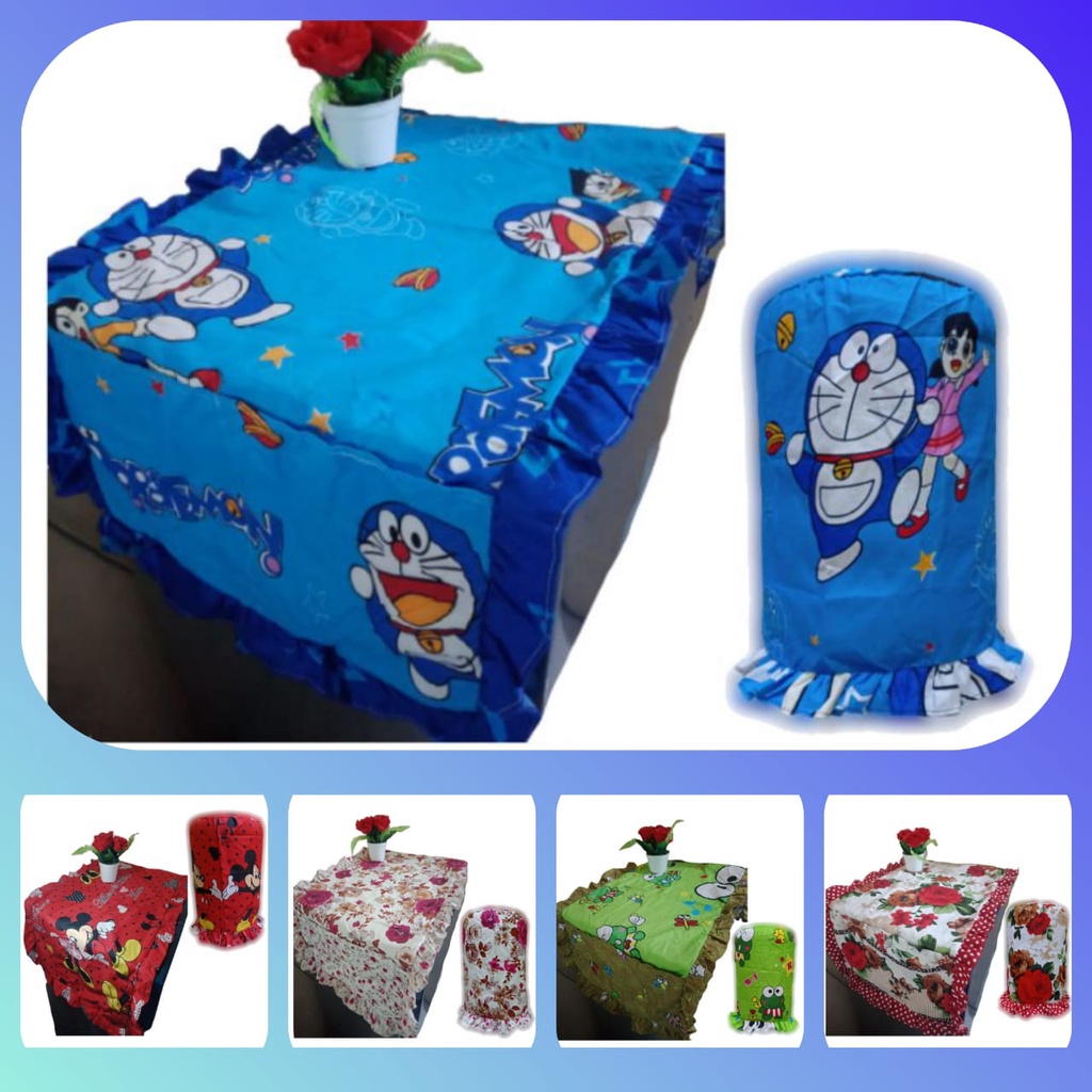 PROMO DISKON ....!!! SET SARUNG KULKAS + GALON KAI MOTIF KARAKTER DORAEMON