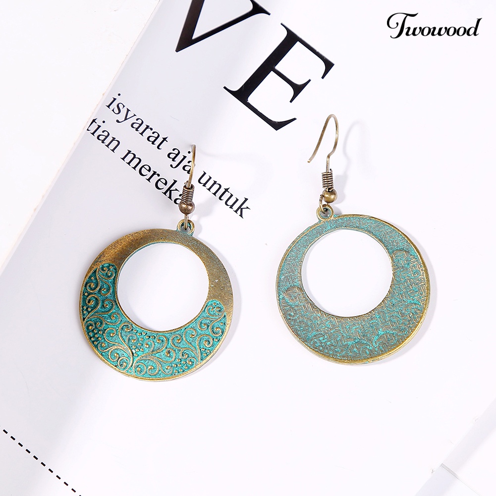 Anting Kait Model Menjuntai Bentuk Geometris Gaya Retro Bohemian Etnik Untuk Wanita