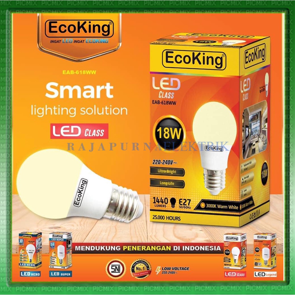 LAMPU LED ECOKING KUNING WARM WHITE 3W 5W 7W 9W 11W 14W 16W 18W