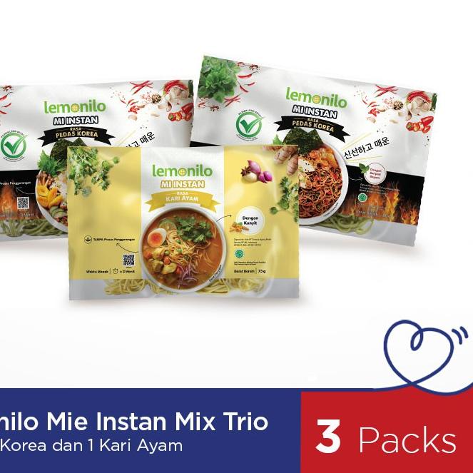 

FREE ONGKIR!Lemonilo Mie Instan Mix Trio 2 Pedas Korea dan 1 Kari Ayam|RA8