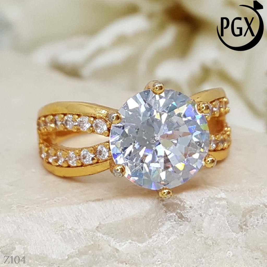 PGX Cincin Xuping Wanita Lapis Emas Aksesoris Perhiasan Fashion Premium - Z104