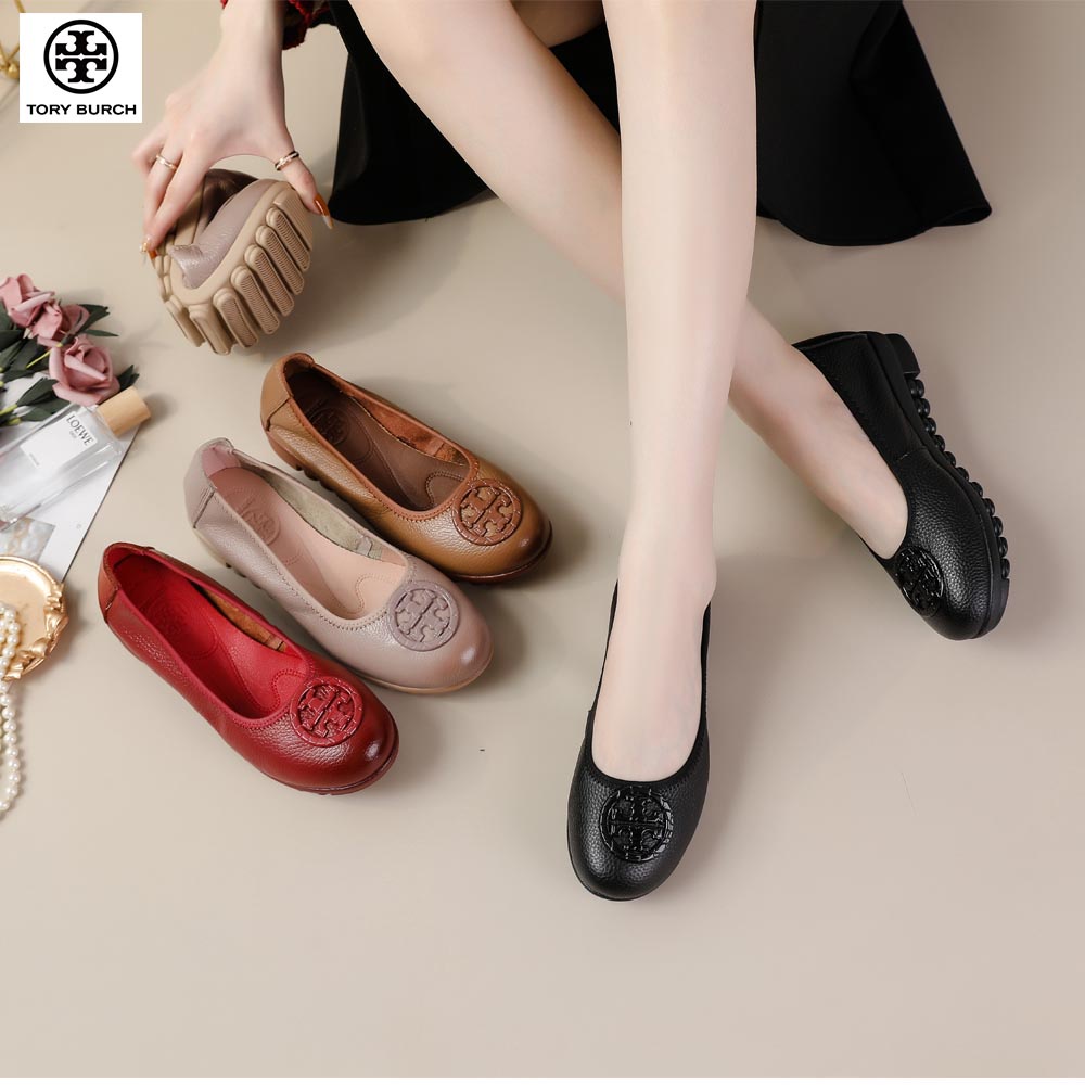 Sepatu Tory Burch kayu telapak radial kulit tory flat balerina