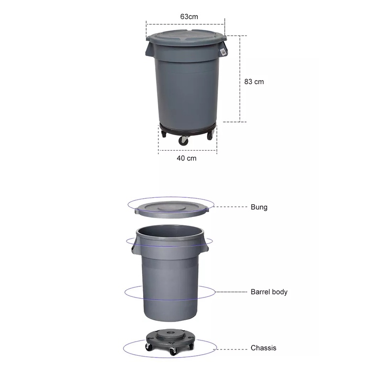 Dust bin Bulat Dengan Roda 120 L