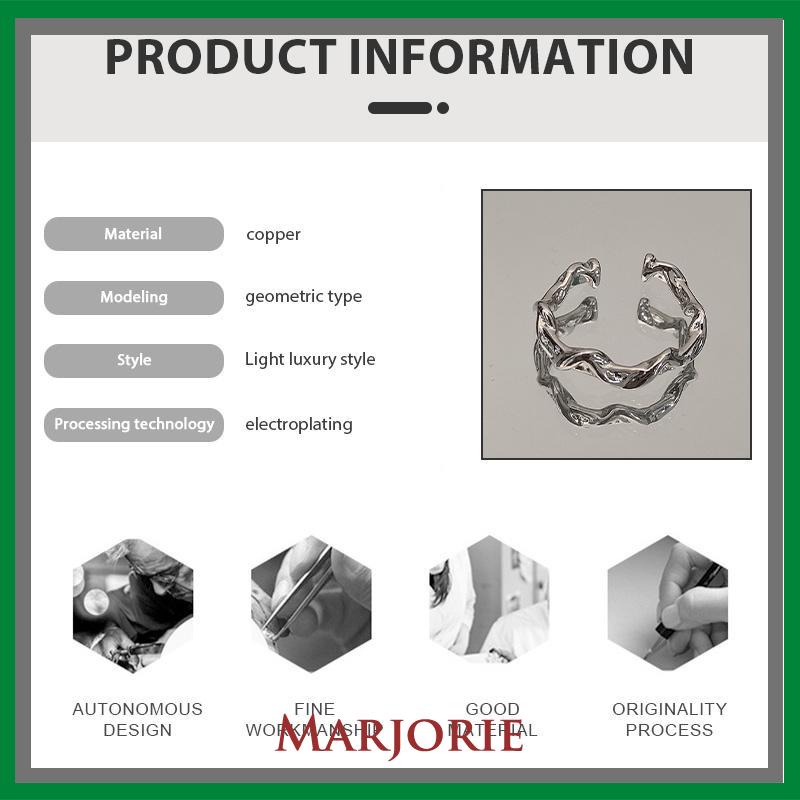 cincin Pembukaan bergelombang tidak teratur  cincin polos desain niche  cincin batu bulan yang modis dan indah-MJD