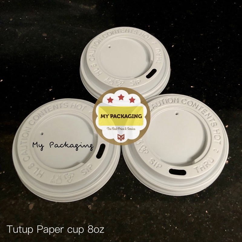 Tutup Paper Cup 8oz - Putih/Hitam 8 oz isi 50pcs/pack