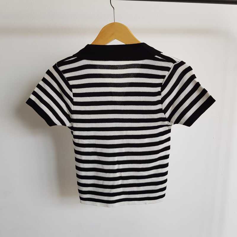 RYX - Tight CC Korean Polo T-Shirt Crop Top V-Neck Wanita Fashion Casual / Jalan-Jalan - Ori Import