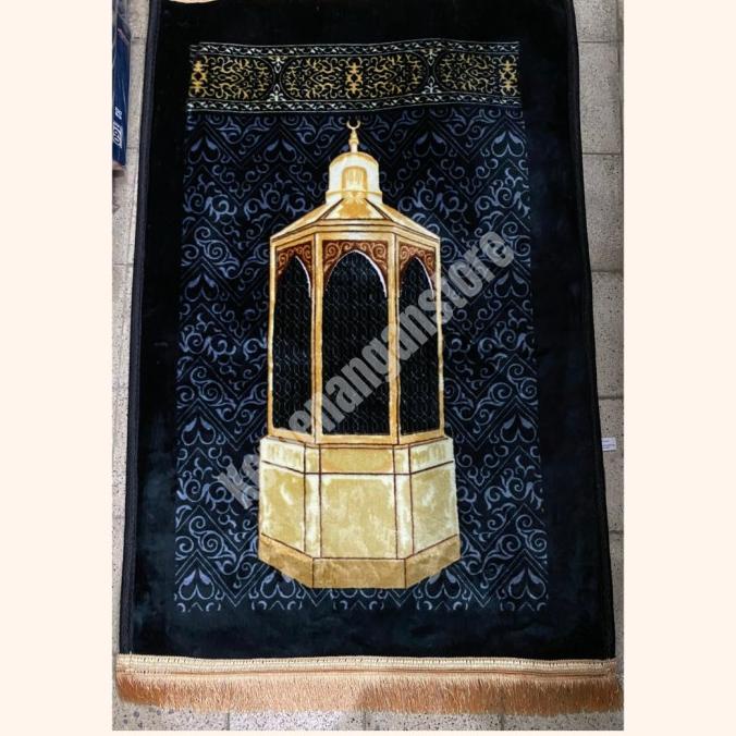 Sajadah Busa Tebal Arbain Turki / Turkiye Motif Kiswah Spesial Hitam