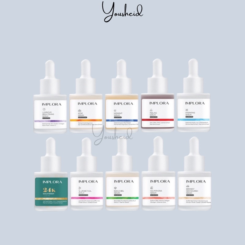 IMPLORA serum- serum implora acne serum - luminous brightening serum - midnght serum - peeling serum