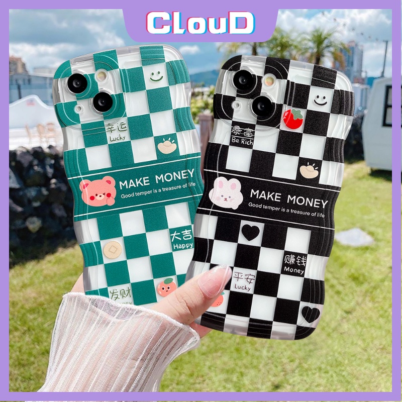 Pasangan Soft Tpu Cute Bear Rabbit Case Redmi Note9 Note8 11s 9s 9pro 11pro Note 10 Pro Max Plus Note10 11 10s Redmi A1 10C 10 9 9T 10A 9A 9C NFC Wavy Edge Checkboard Smiley Cover